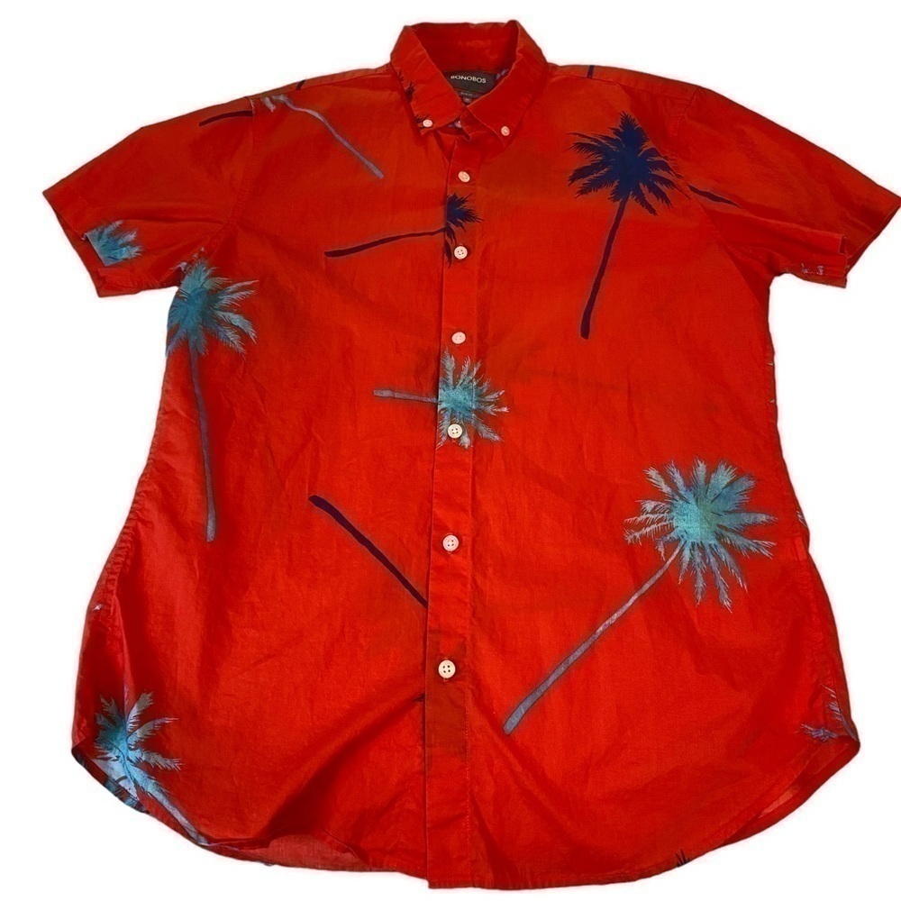 Red Palm Tree Print Men's Shirt